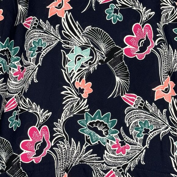 Banana Republic Jacket Womens Medium Black Pink Bird Print Drapery Bomber Casual - Picture 6 of 9